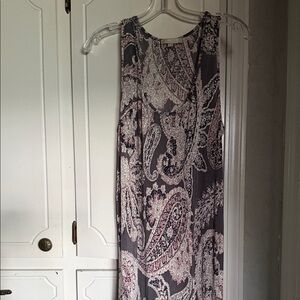 Joan Vass Brown and Pink Paisley Sleeveless Maxi Dress
